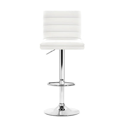 Artiss 4x Bar Stools Padded Leather Gas Lift White - Cosy Abode