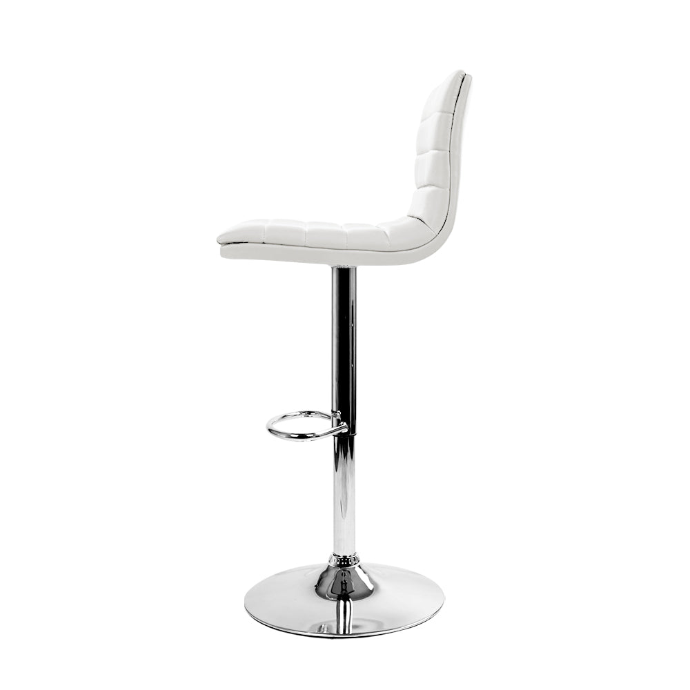 Artiss 4x Bar Stools Padded Leather Gas Lift White - Cosy Abode