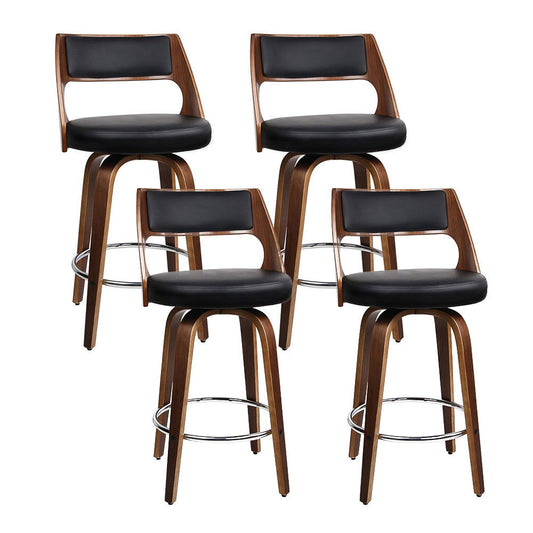 Artiss 4x Bar Stools Swivel Leather Chair 76cm - Cosy Abode