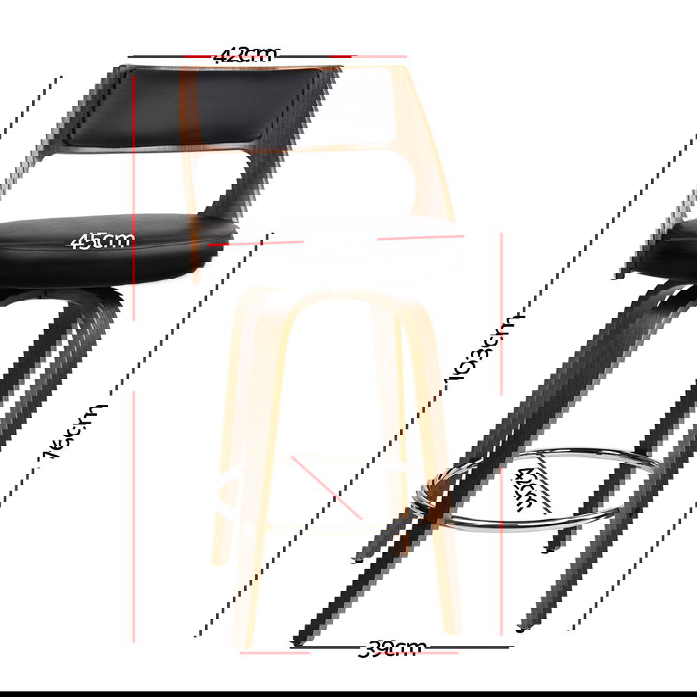 Artiss 4x Bar Stools Swivel Leather Chair 76cm - Cosy Abode