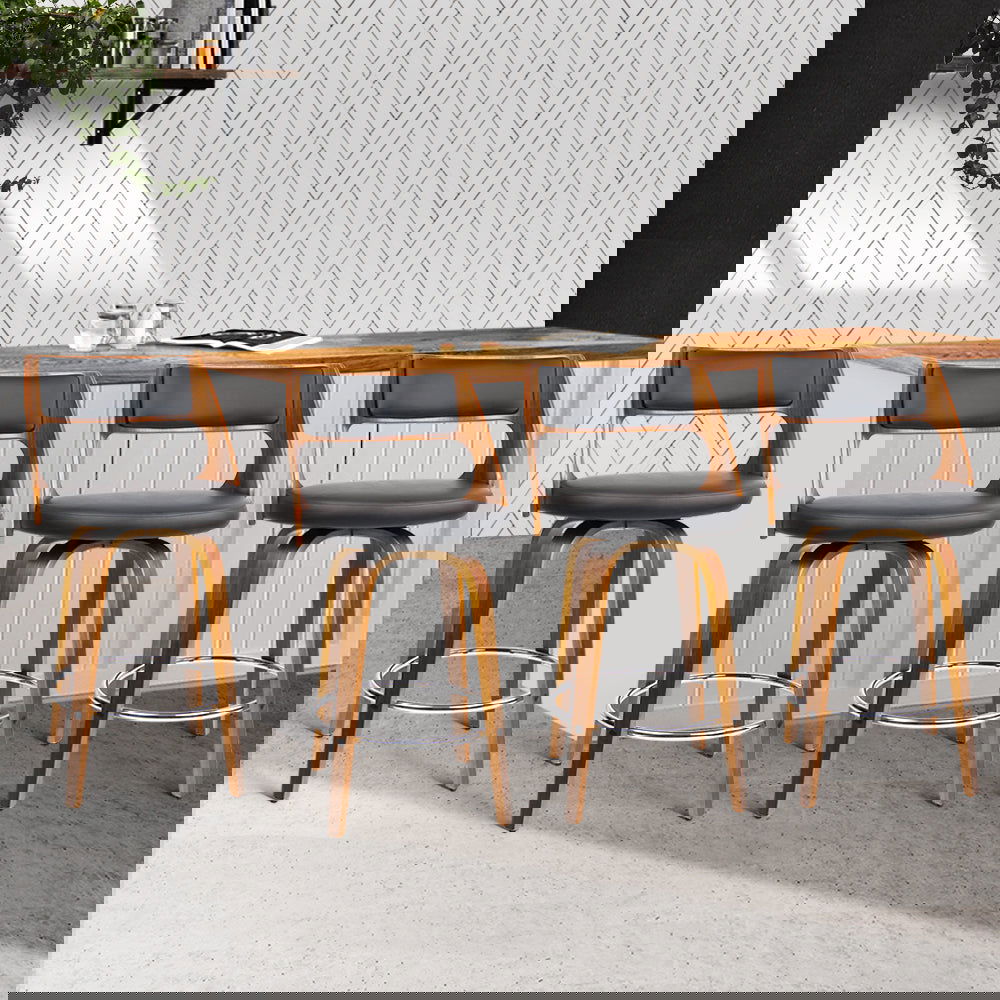 Artiss 4x Bar Stools Swivel Leather Chair 76cm - Cosy Abode