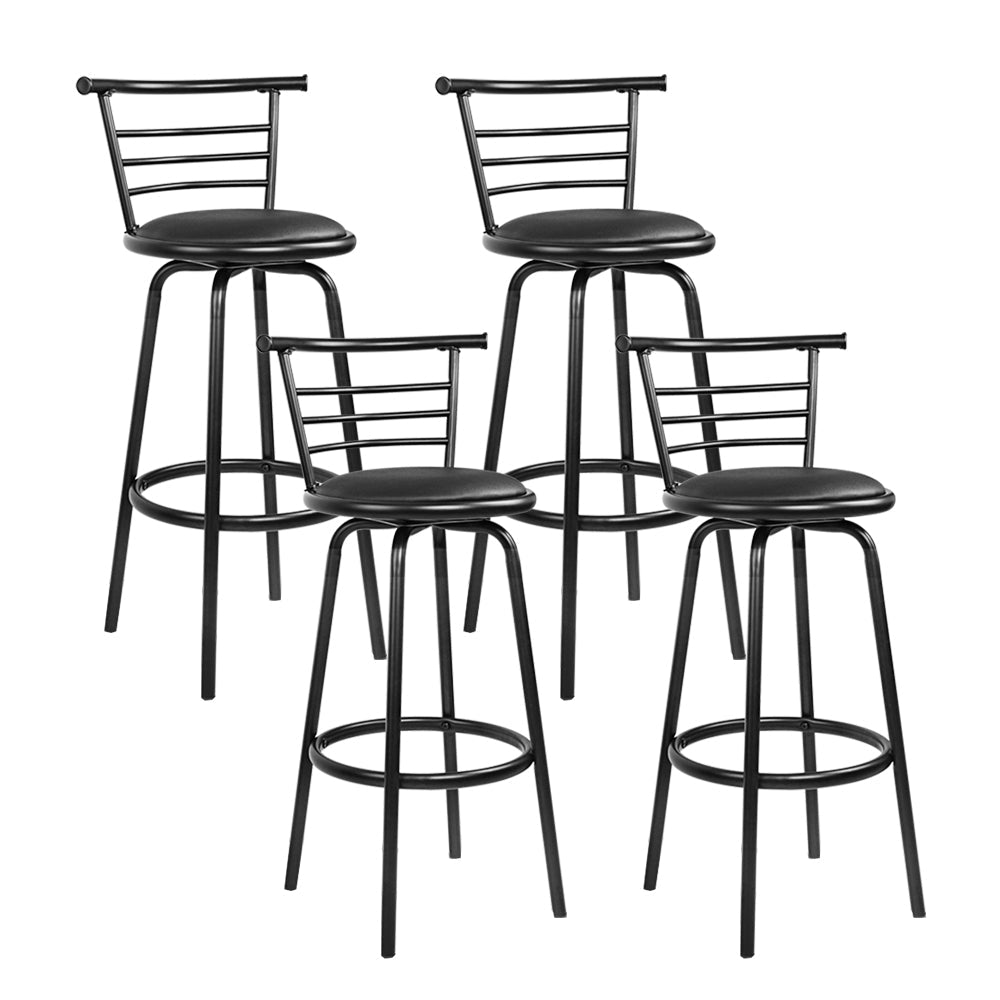 Artiss 4x Bar Stools Swivel Leather Padded Metal - Cosy Abode