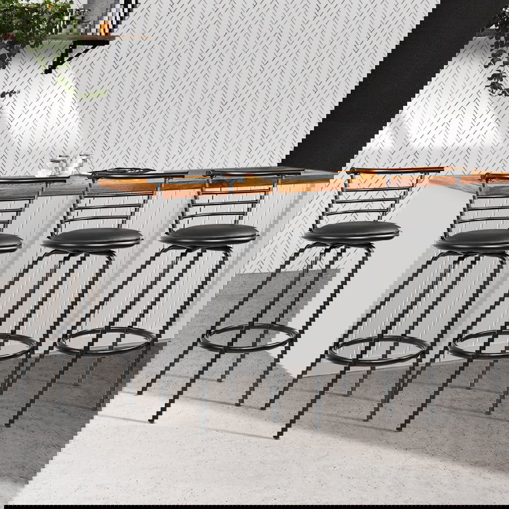 Artiss 4x Bar Stools Swivel Leather Padded Metal - Cosy Abode