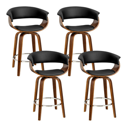 Artiss 4x Bar Stools Swivel PU Seat Wooden - Cosy Abode