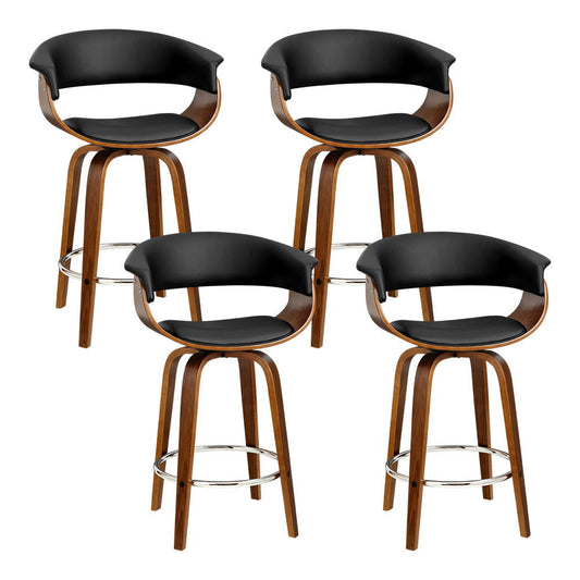 Artiss 4x Bar Stools Swivel PU Seat Wooden - Cosy Abode