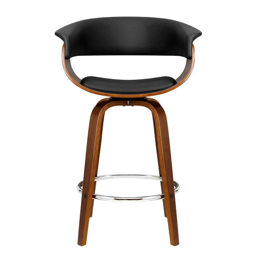 Artiss 4x Bar Stools Swivel PU Seat Wooden - Cosy Abode