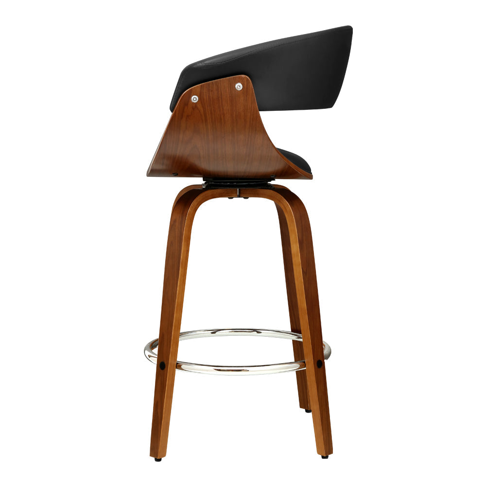 Artiss 4x Bar Stools Swivel PU Seat Wooden - Cosy Abode