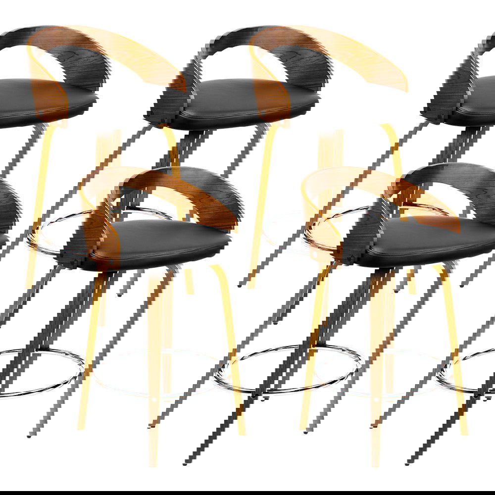 Artiss 4x Bar Stools Swivel Seat Curving Backrest - Cosy Abode