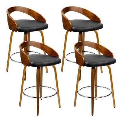 Artiss 4x Bar Stools Swivel Seat Curving Backrest - Cosy Abode