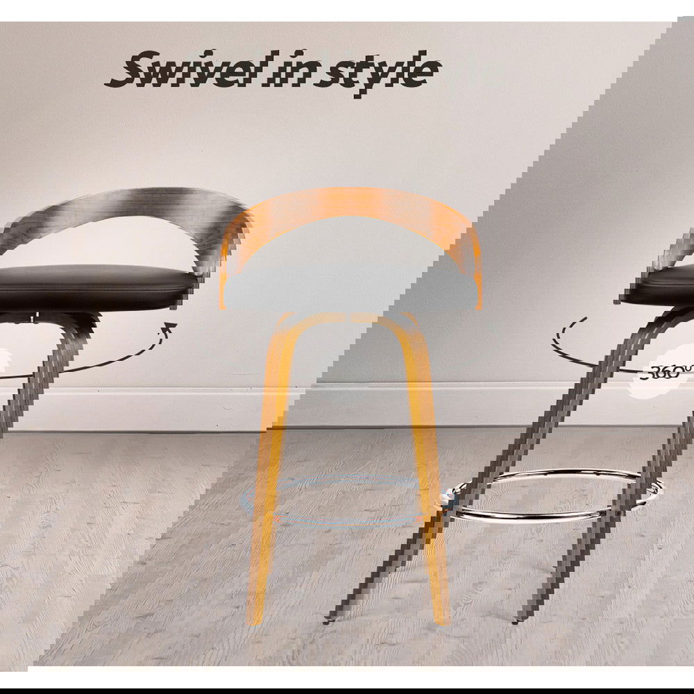 Artiss 4x Bar Stools Swivel Seat Curving Backrest - Cosy Abode