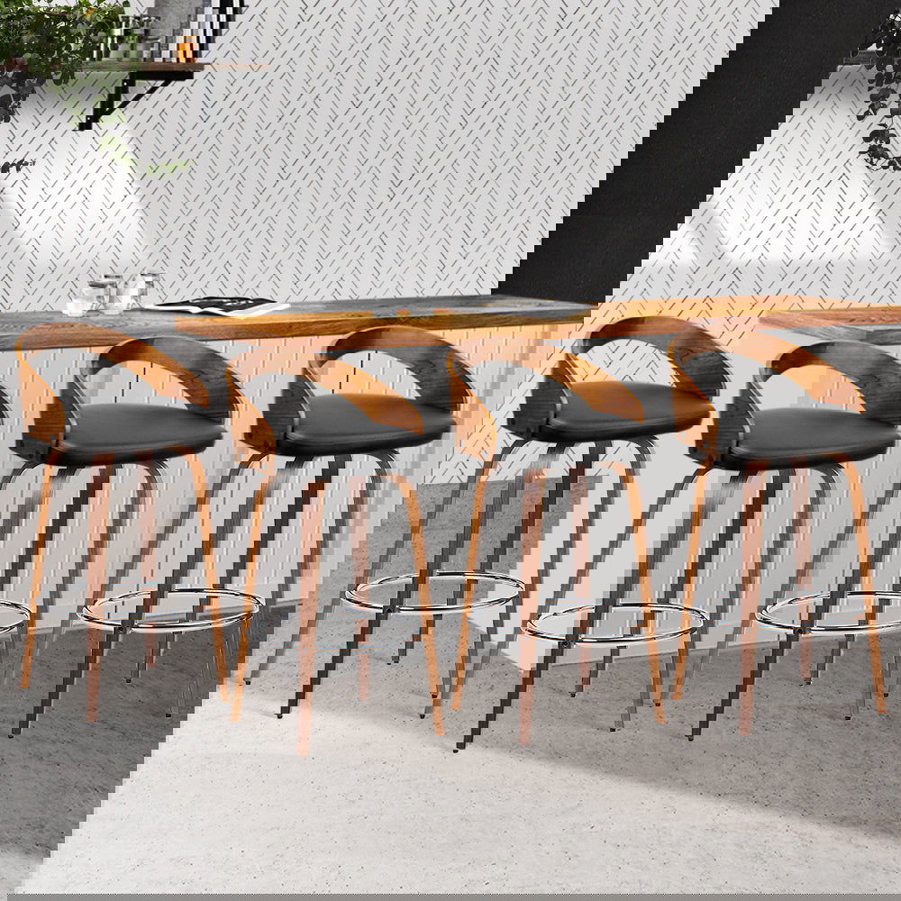 Artiss 4x Bar Stools Swivel Seat Curving Backrest - Cosy Abode