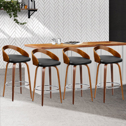 Artiss 4x Bar Stools Swivel Seat Curving Backrest - Cosy Abode