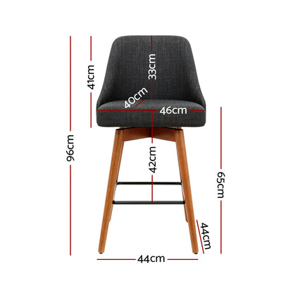 Artiss 4x Bar Stools Swivel Seat Wooden Charcoal - Cosy Abode