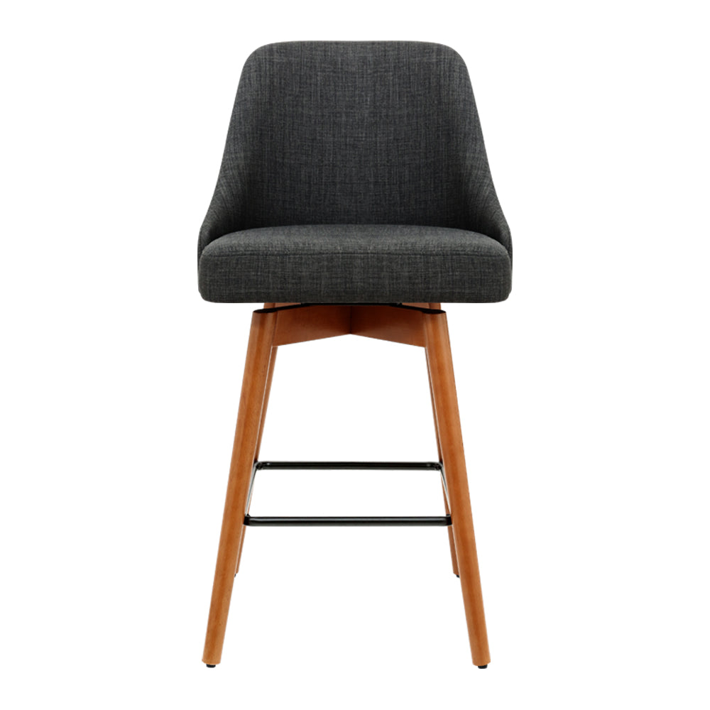 Artiss 4x Bar Stools Swivel Seat Wooden Charcoal - Cosy Abode