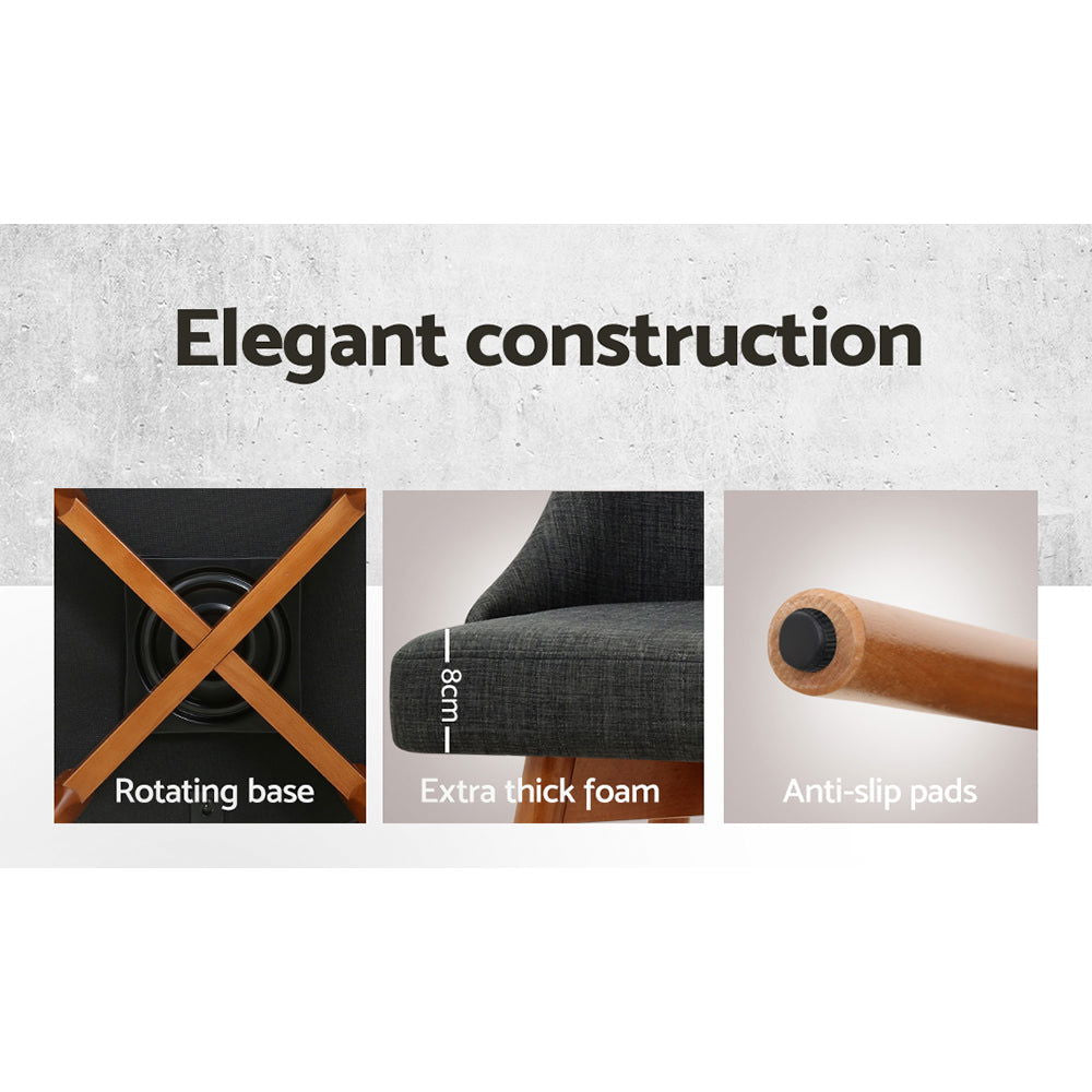 Artiss 4x Bar Stools Swivel Seat Wooden Charcoal - Cosy Abode