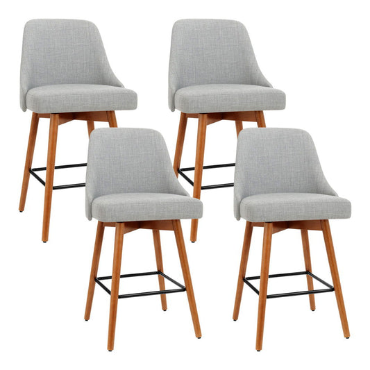 Artiss 4x Bar Stools Swivel Seat Wooden Grey - Cosy Abode