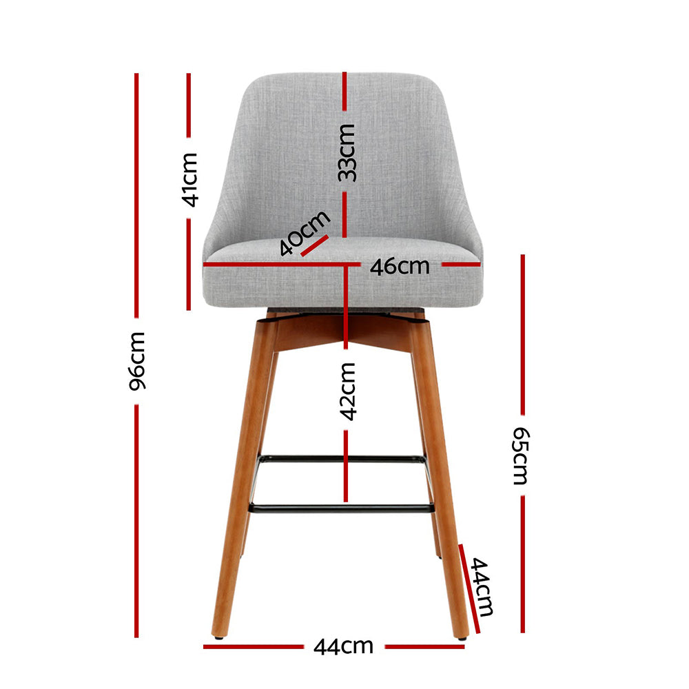 Artiss 4x Bar Stools Swivel Seat Wooden Grey - Cosy Abode
