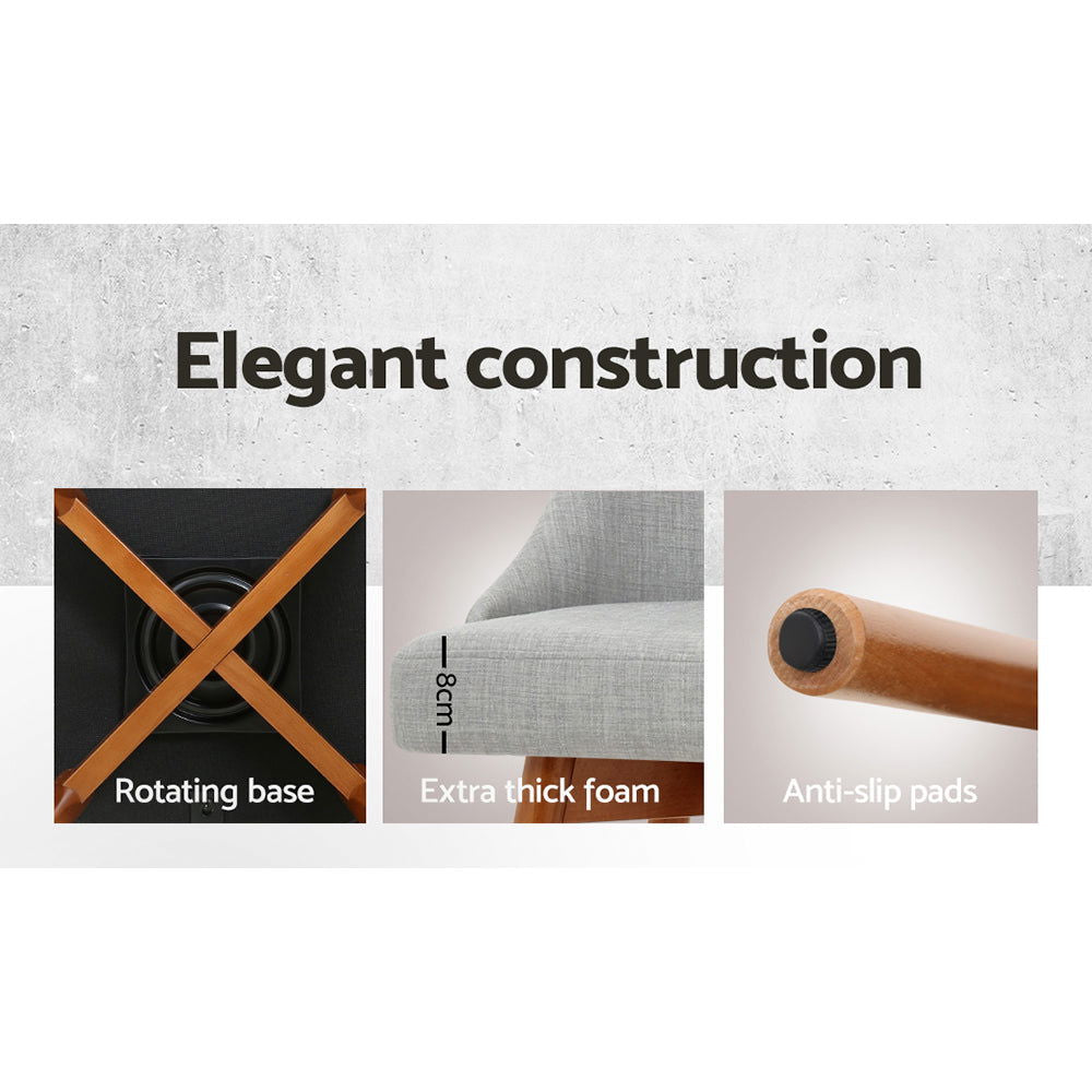 Artiss 4x Bar Stools Swivel Seat Wooden Grey - Cosy Abode