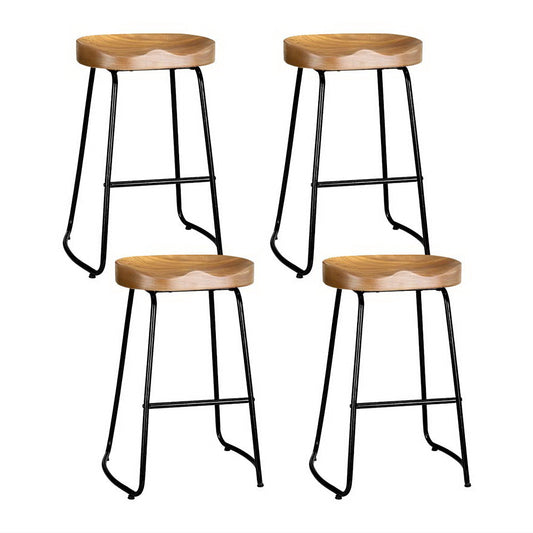 Artiss 4x Bar Stools Tractor Seat 65cm Wooden - Cosy Abode