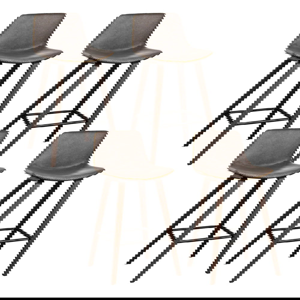 Artiss 4x Bar Stools Vintage Leather Wooden - Cosy Abode