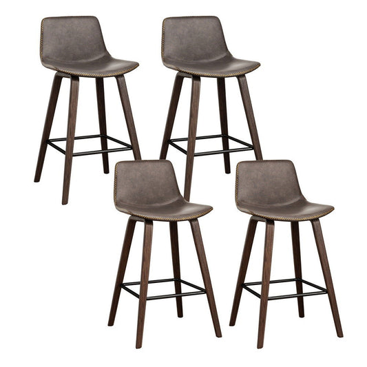 Artiss 4x Bar Stools Vintage Leather Wooden - Cosy Abode