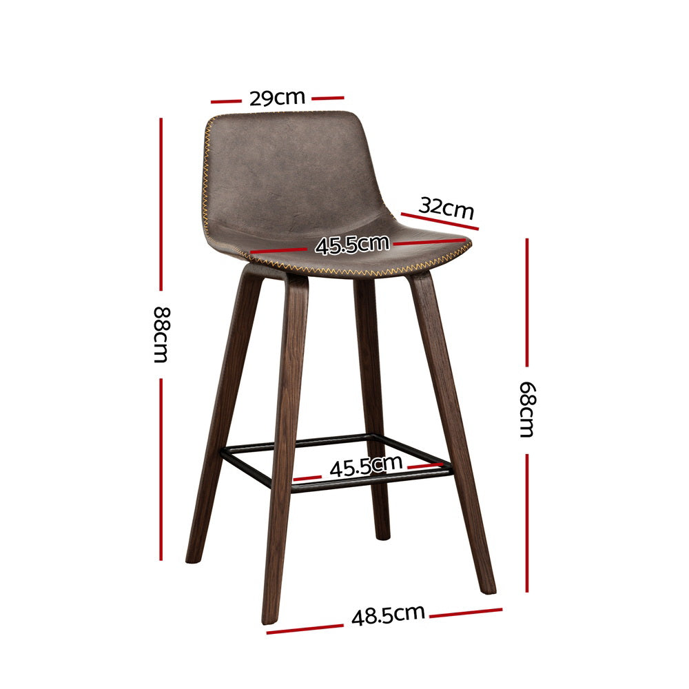 Artiss 4x Bar Stools Vintage Leather Wooden - Cosy Abode