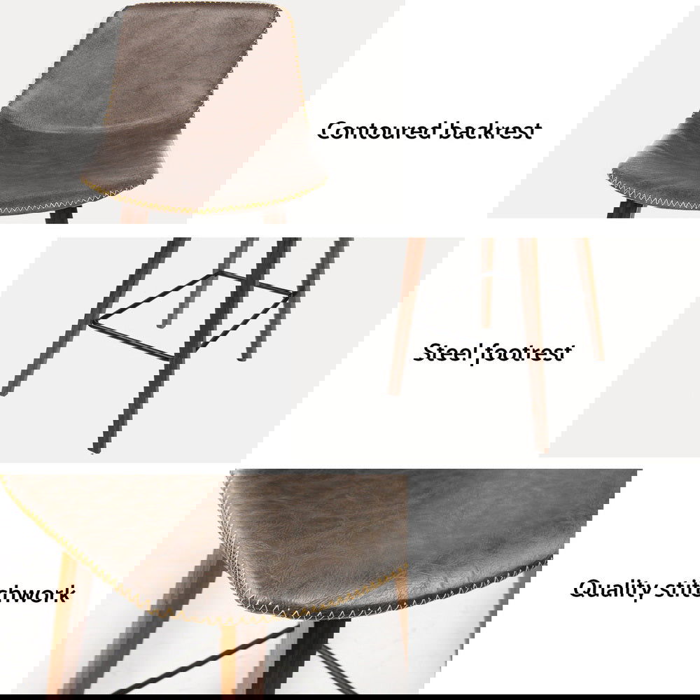 Artiss 4x Bar Stools Vintage Leather Wooden - Cosy Abode