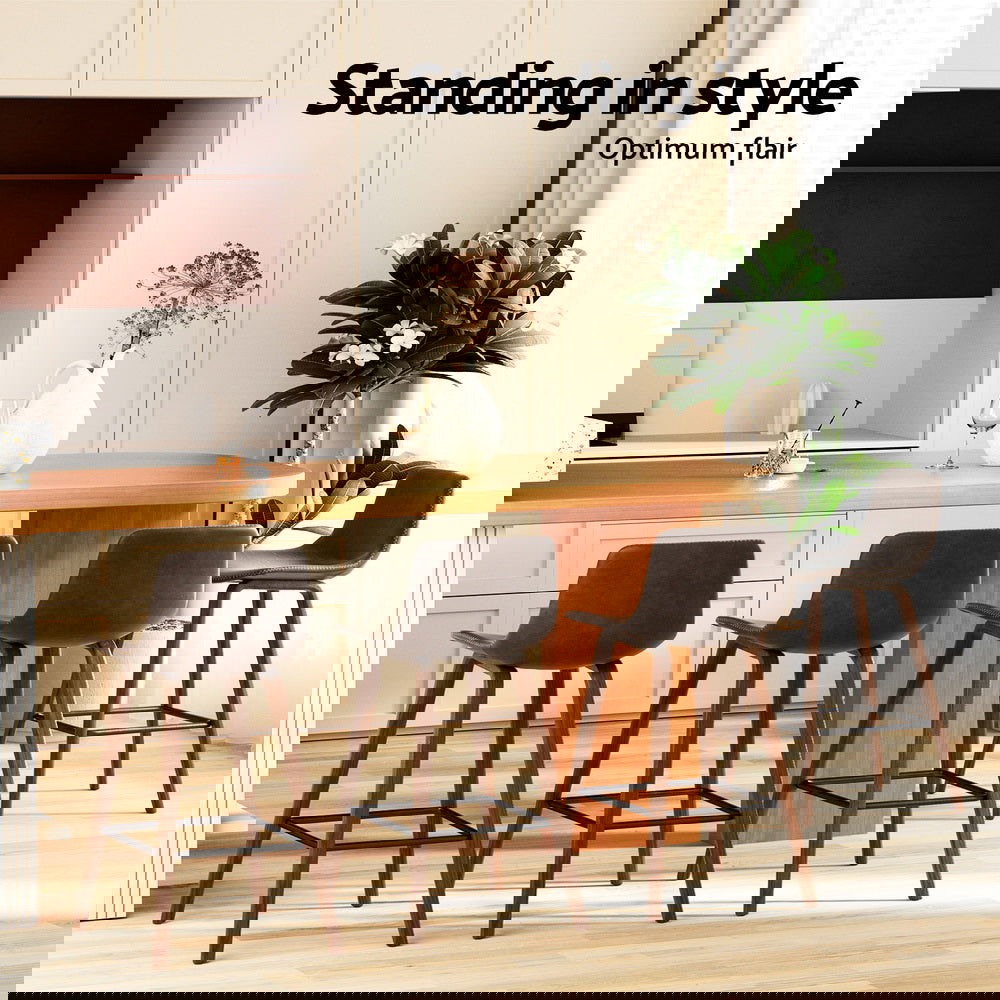 Artiss 4x Bar Stools Vintage Leather Wooden - Cosy Abode