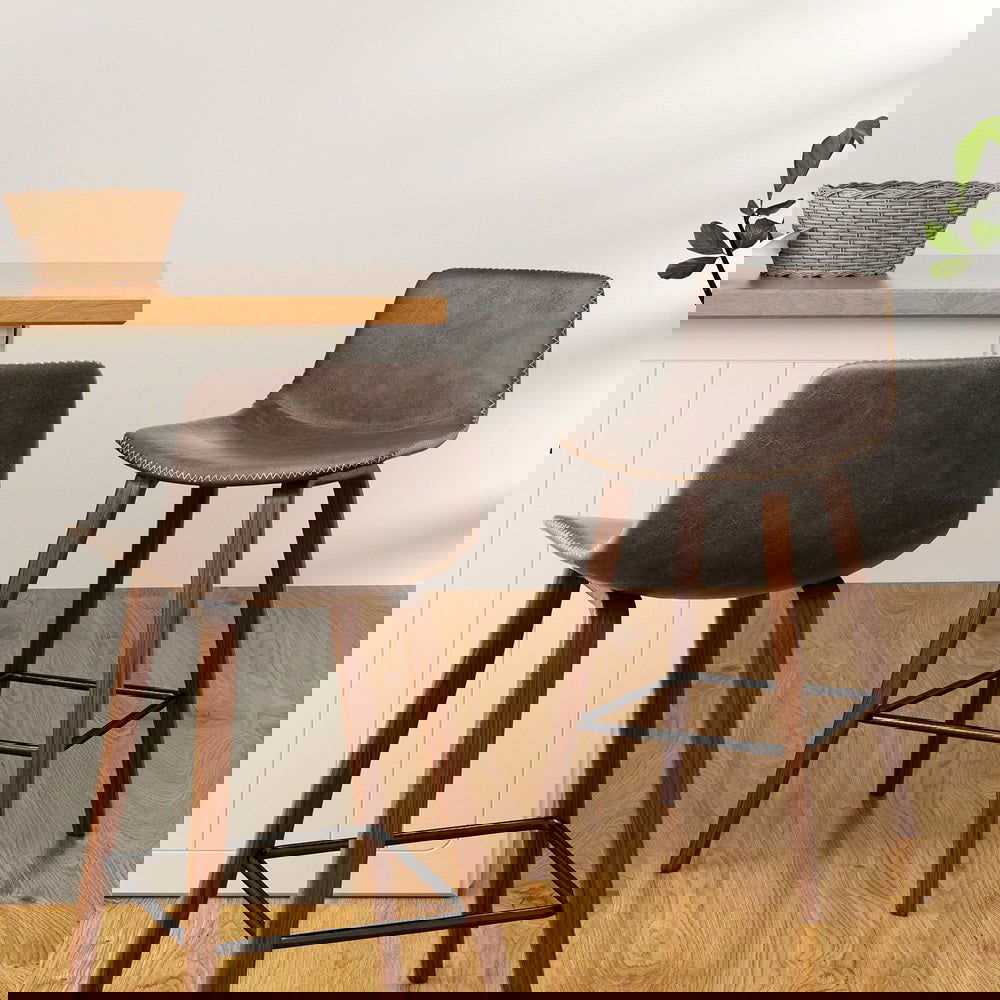 Artiss 4x Bar Stools Vintage Leather Wooden - Cosy Abode