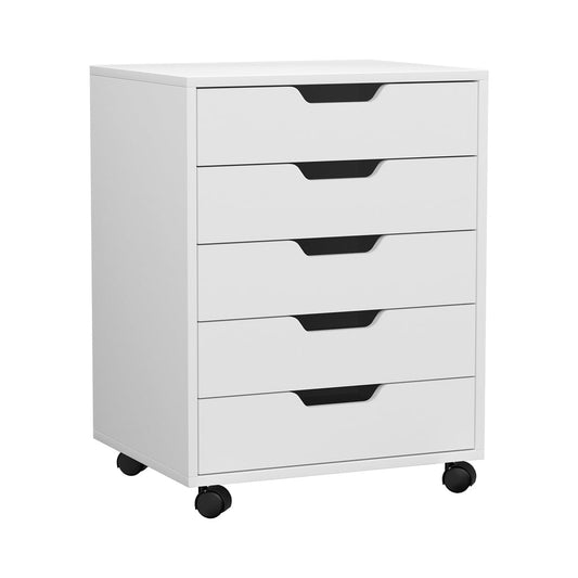 Artiss 5-Drawer Filing Cabinet Mobile Rolling Storage Cabinet Chest of Drawers Stand White - Cosy Abode