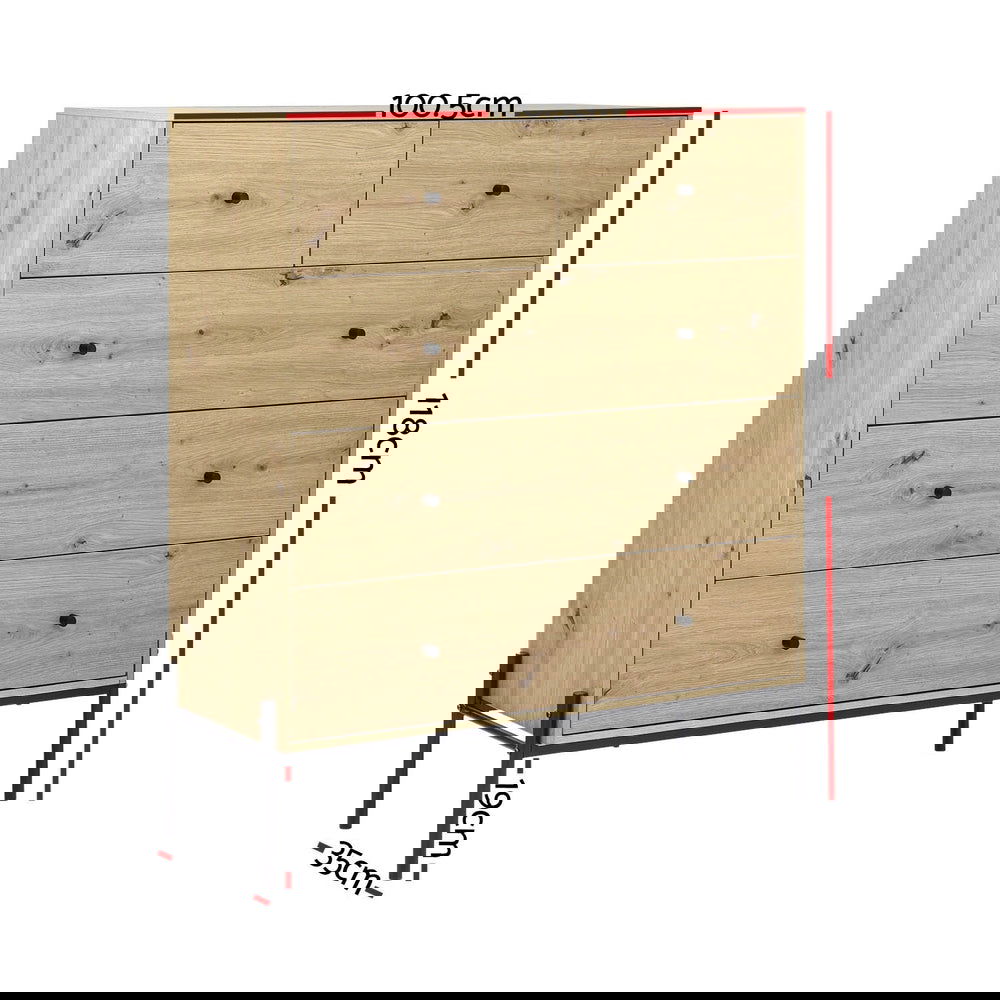 Artiss 5 Chest of Drawers - ARNO Pine - Cosy Abode