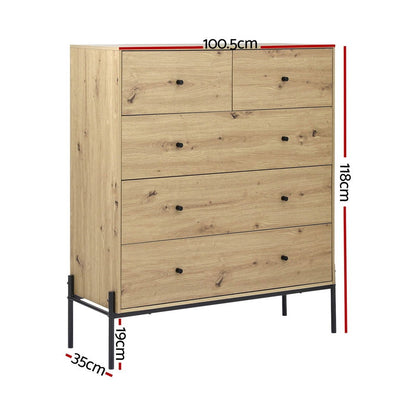 Artiss 5 Chest of Drawers - ARNO Pine - Cosy Abode