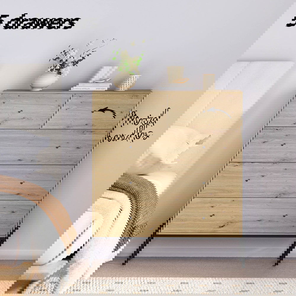 Artiss 5 Chest of Drawers - ARNO Pine - Cosy Abode