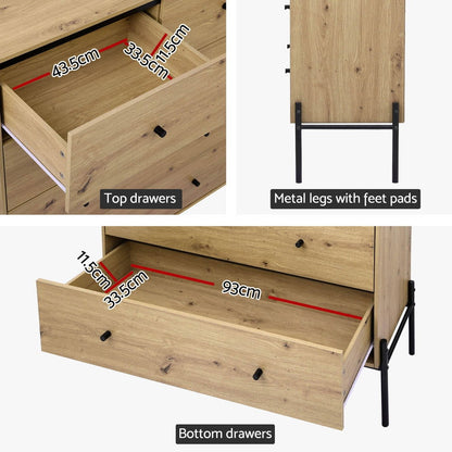 Artiss 5 Chest of Drawers - ARNO Pine - Cosy Abode