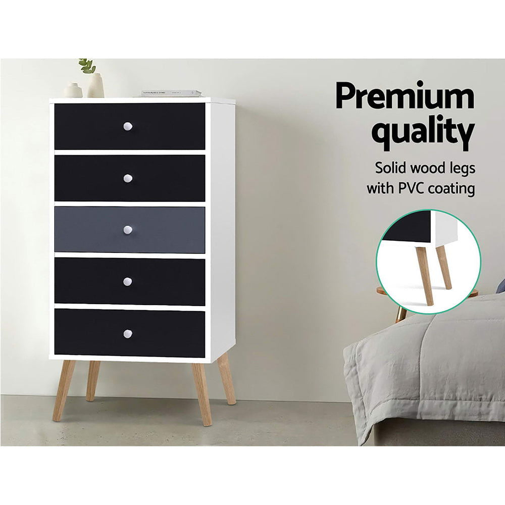 Artiss 5 Chest of Drawers - BONDS White - Cosy Abode