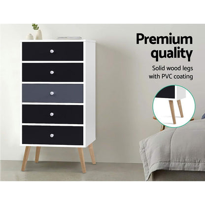 Artiss 5 Chest of Drawers - BONDS White - Cosy Abode