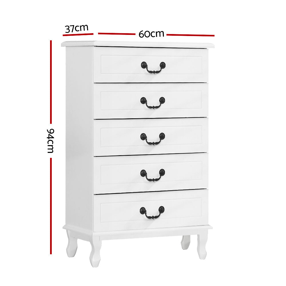 Artiss 5 Chest of Drawers - KUBI White - Cosy Abode