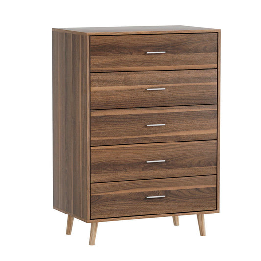 Artiss 5 Chest of Drawers - MIRI Walnut - Cosy Abode