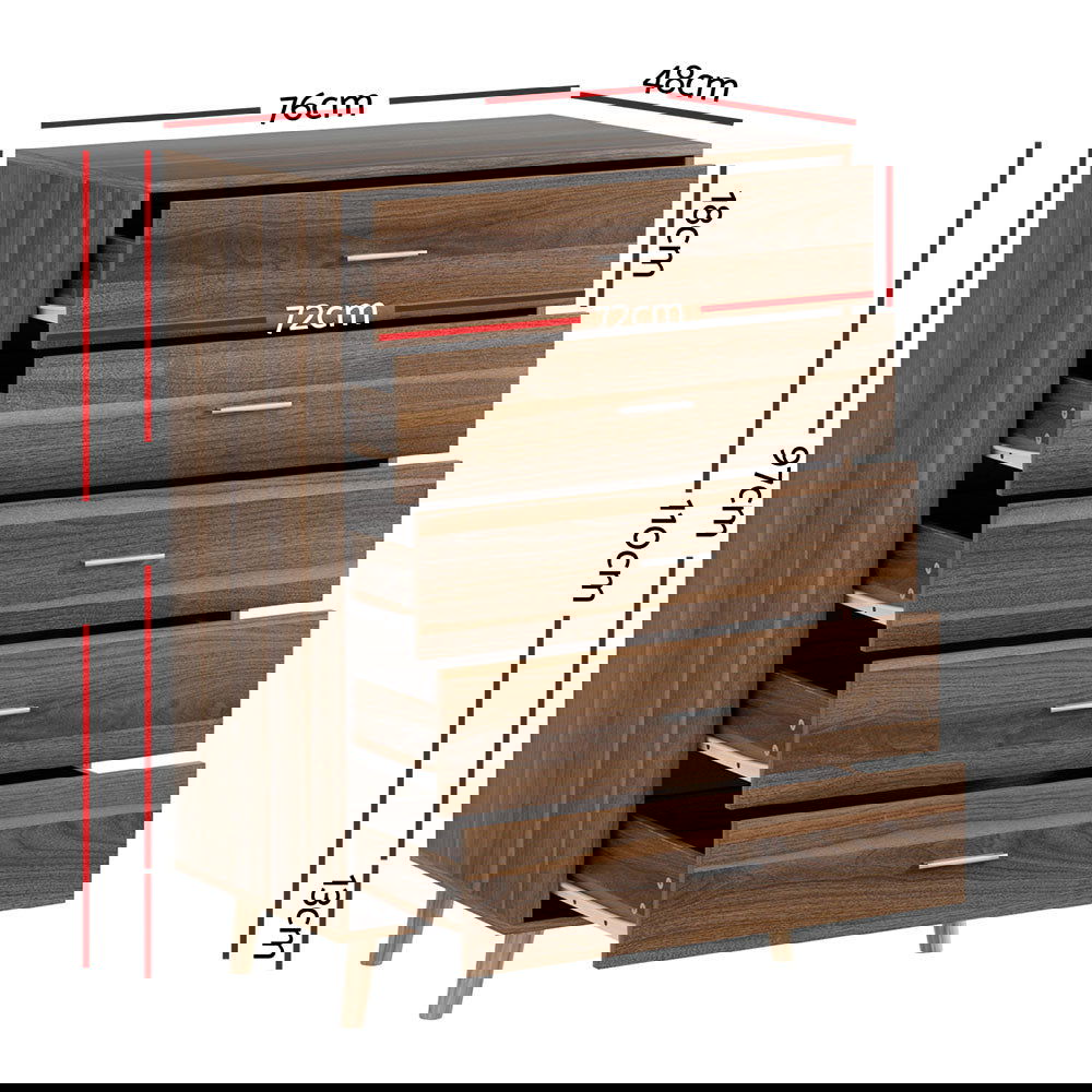 Artiss 5 Chest of Drawers - MIRI Walnut - Cosy Abode