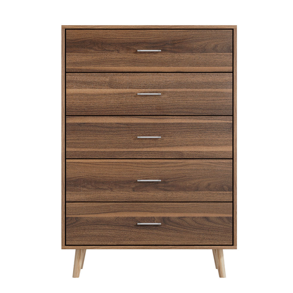 Artiss 5 Chest of Drawers - MIRI Walnut - Cosy Abode