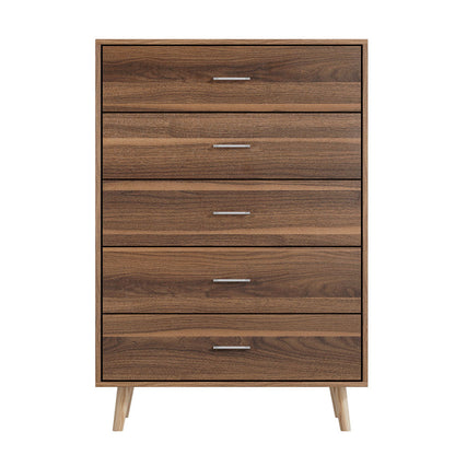 Artiss 5 Chest of Drawers - MIRI Walnut - Cosy Abode