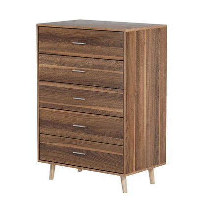 Artiss 5 Chest of Drawers - MIRI Walnut - Cosy Abode