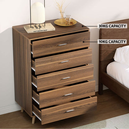 Artiss 5 Chest of Drawers - MIRI Walnut - Cosy Abode