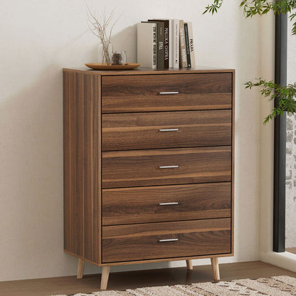 Artiss 5 Chest of Drawers - MIRI Walnut - Cosy Abode