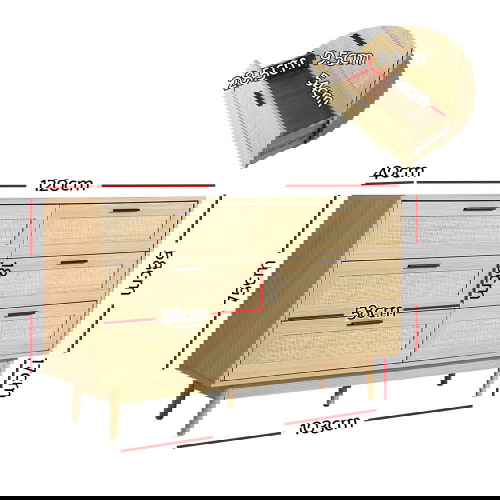 Artiss 6 Chest of Drawers - BRIONY Oak - Cosy Abode