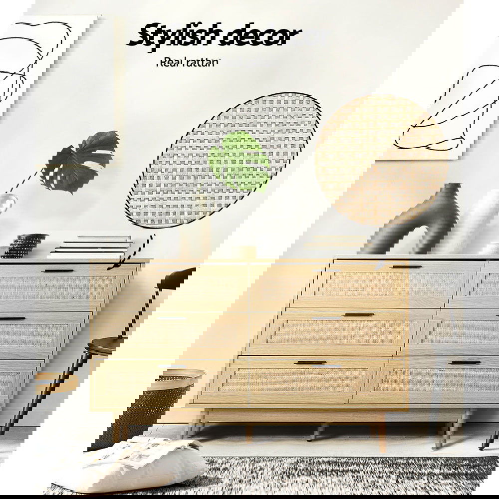 Artiss 6 Chest of Drawers - BRIONY Oak - Cosy Abode