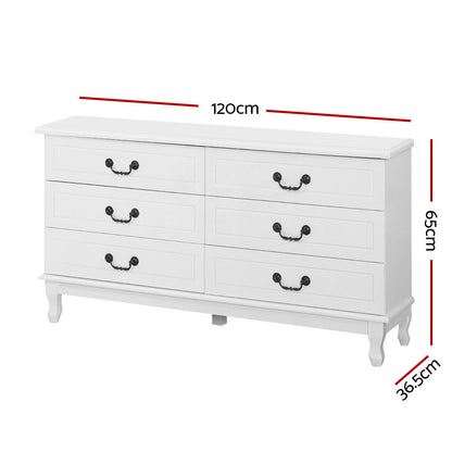 Artiss 6 Chest of Drawers - KUBI White - Cosy Abode