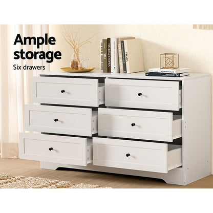 Artiss 6 Chest of Drawers - LEIF White - Cosy Abode