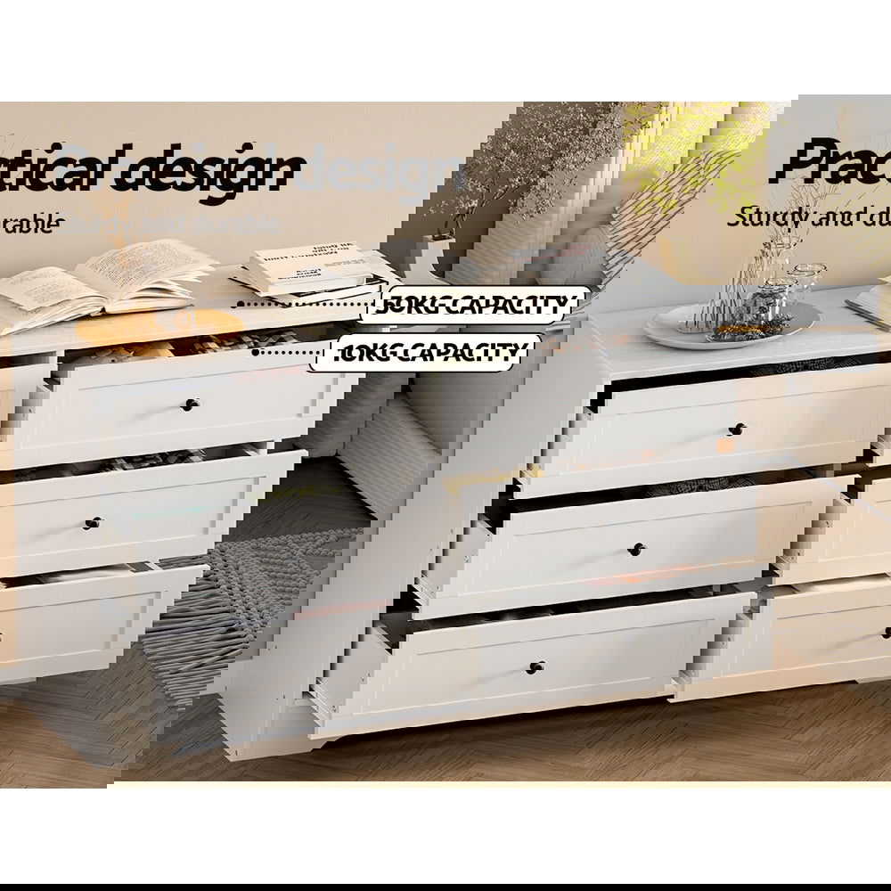 Artiss 6 Chest of Drawers - LEIF White - Cosy Abode