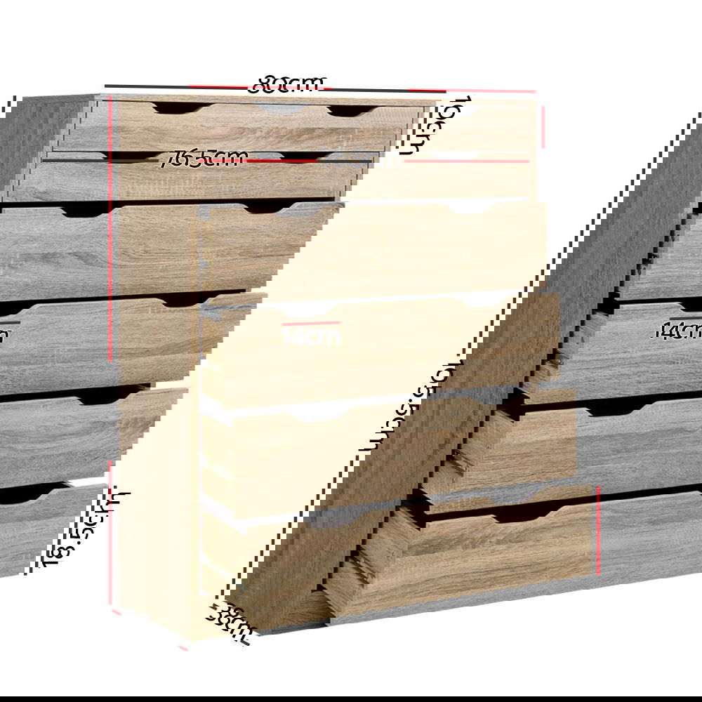Artiss 6 Chest of Drawers - MYLA Oak - Cosy Abode